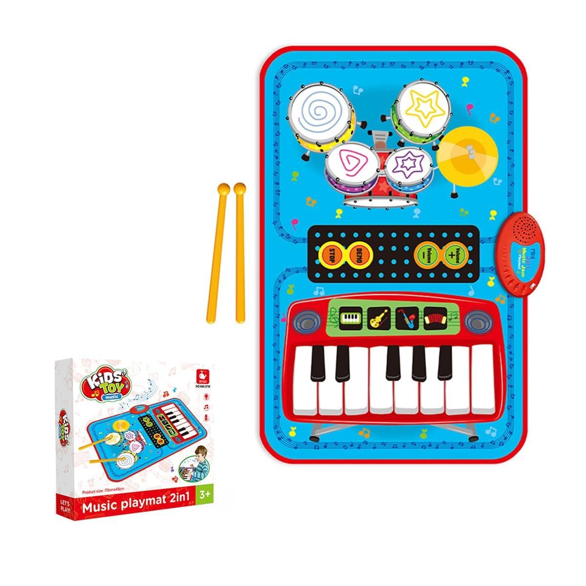 Baby Musical Piano Play Mat for Toddlers 3+, Multifunctional Kick and Touch Music Mat with Drum & Piano Sounds,Foldable Early Learning Floor Keyboard Toy for Boys and Girls
