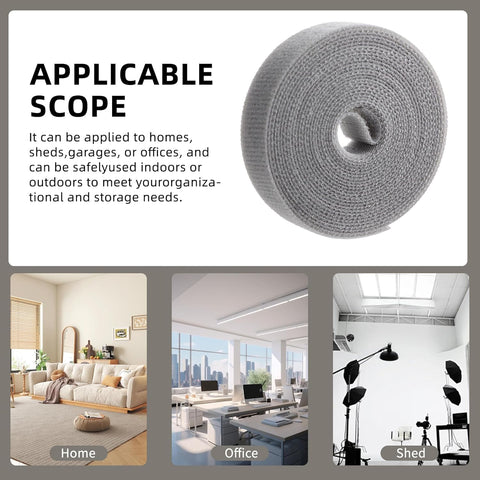 Reusable Hook and Loop Cable Ties, 5 Meter Self-Adhesive Roll for Wire Managemen