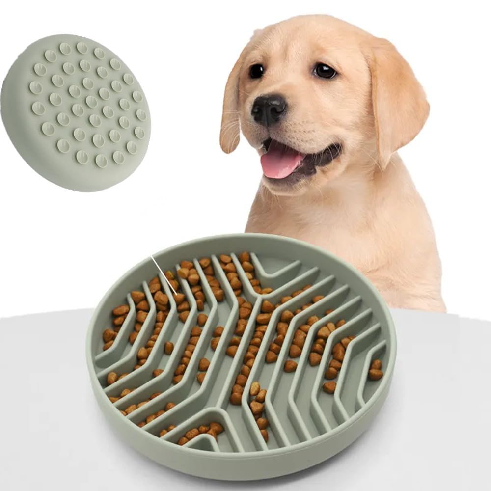 Slow Feeder Dog Bowl for Small Medium Large Breed, Non Slip Silicone Puzzle Bowl