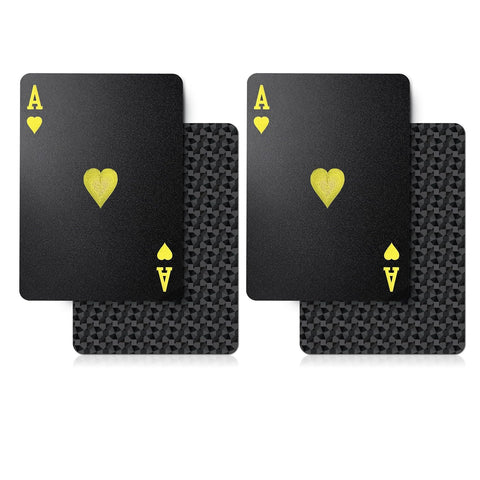 Waterproof Plastic Playing Cards,2-Pack Black Diamond Poker Deck, Durable Gift Set for Camping, Boating & Game Night