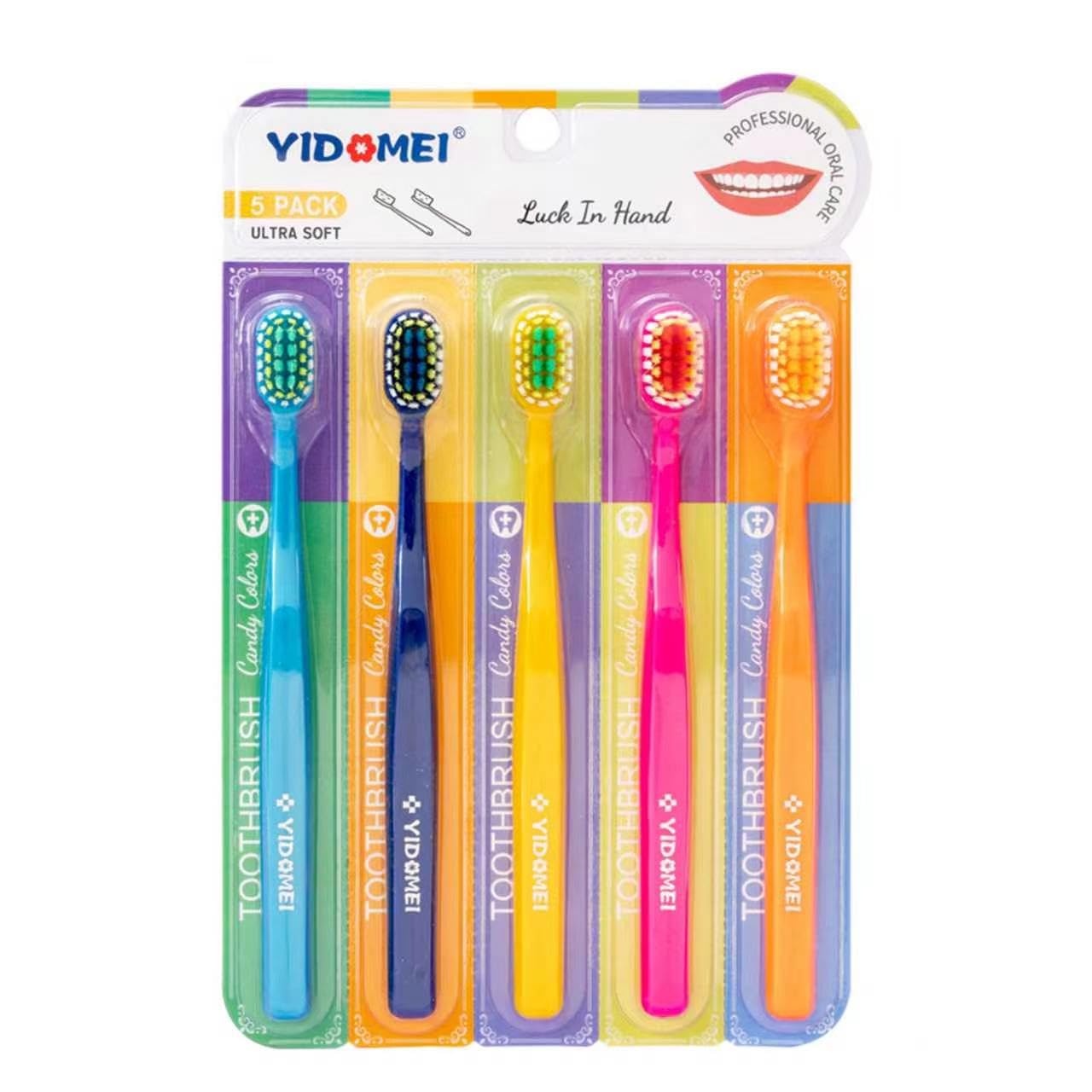 5-Pack Adult Soft Manual Toothbrushes,Extra-Wide Head, 0.1mm Dense Bristles for Gentle Deep Cleaning, Sensitive Teeth & Gum Care, Ergonomic Diamond Handle, Rainbow Family Pack