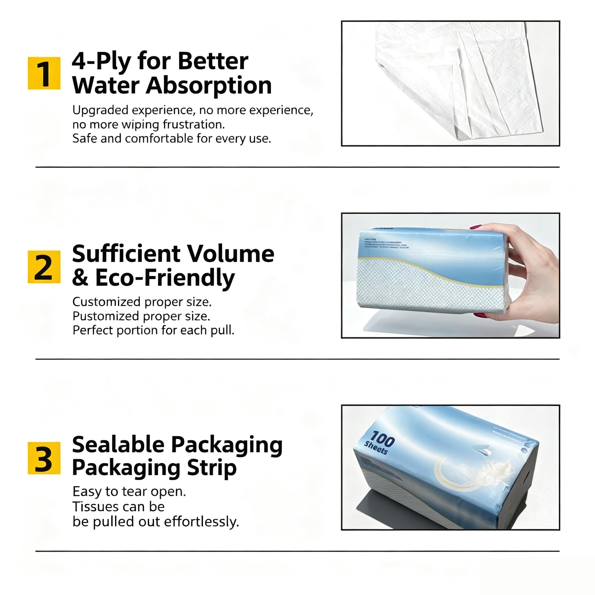 Nomel Facial Tissues, 8 Pack Bulk Tissue Boxes, Soft Absorbent Unscented Paper Tissues for Home, Office, Guest Rooms, Hospitality, Bathroom, Desk and Daily Household Use