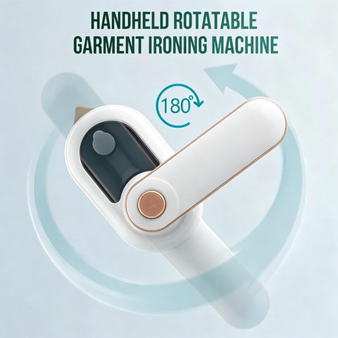 2‑in‑1 Rotary Garment Iron, Portable Handheld Steam Iron with 180° Rotatable Handle, Compact Mini Travel Clothes Steamer, Horizontal & Vertical Ironing for Home, Business Trip, Hotel, Removes Wrinkles for Shirts, Suits & Fabrics
