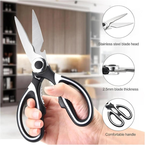3‑Pack Stainless Steel Kitchen Shears, Heavy‑Duty Multi‑Purpose Scissors, Sharp Durable Food Scissors for Meat, Poultry, Vegetables & Household Tasks