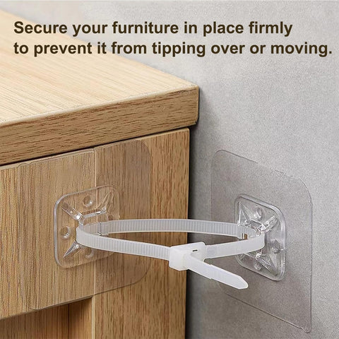 12‑Pack Furniture Anti‑Tip Kit, 7cm Self‑Adhesive Wall Anchors, No‑Drill Child Safety Furniture Straps for Dresser, Bookcase, Cabinet Anti‑Toppling Protection