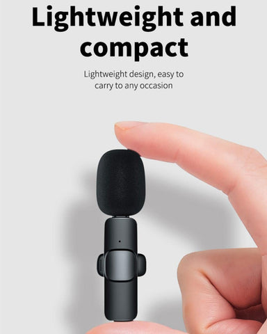 2‑Pack Wireless Lavalier Lapel Microphone, Plug‑Play Clip‑on Mini Mic for iPhone, iPad & Android, Noise‑Reduction for Vlogging, Interview, Live Streaming & Video Recording