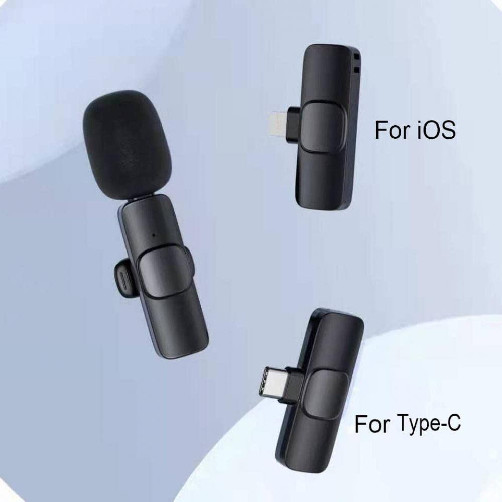 2‑Pack Wireless Lavalier Lapel Microphone, Plug‑Play Clip‑on Mini Mic for iPhone, iPad & Android, Noise‑Reduction for Vlogging, Interview, Live Streaming & Video Recording
