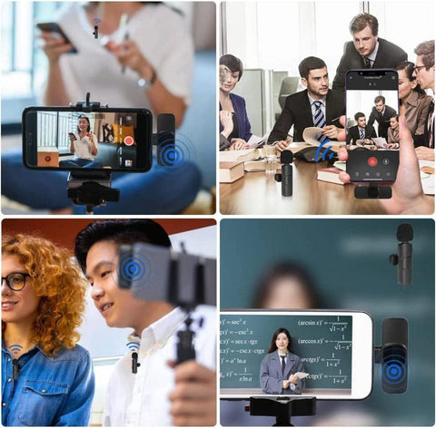 2‑Pack Wireless Lavalier Lapel Microphone, Plug‑Play Clip‑on Mini Mic for iPhone, iPad & Android, Noise‑Reduction for Vlogging, Interview, Live Streaming & Video Recording