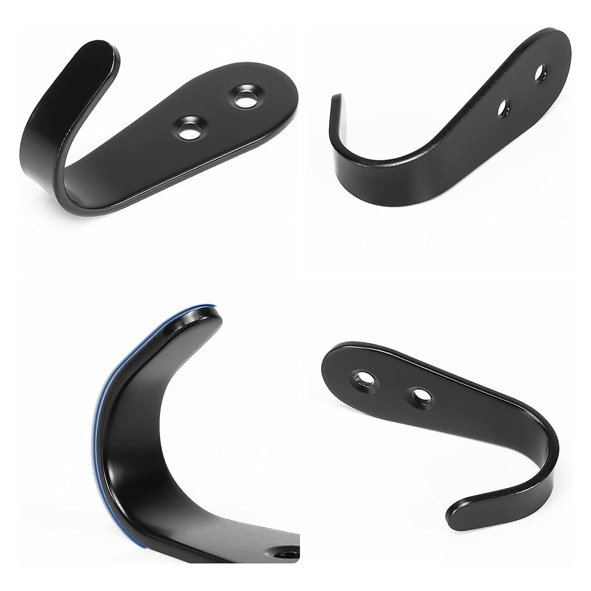 Black Stainless Steel Wall Hooks 10 Pack Heavy Duty Double Screw Coat Hooks Wall
