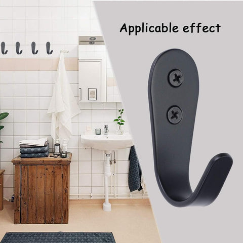 Black Stainless Steel Wall Hooks 10 Pack Heavy Duty Double Screw Coat Hooks Wall