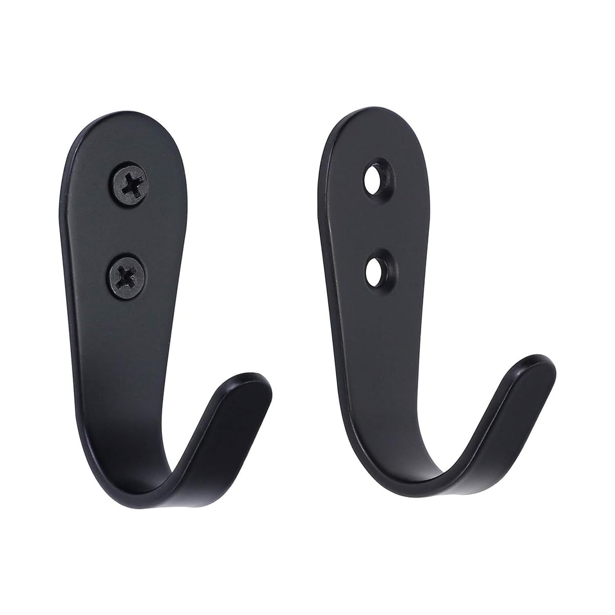 Black Stainless Steel Wall Hooks 10 Pack Heavy Duty Double Screw Coat Hooks Wall