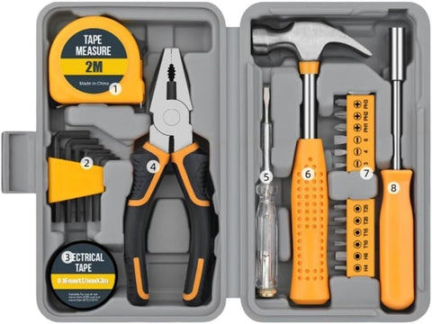 24-Piece Household Tool Kit,Premium Metal Hand Tools Set with Storage Box
