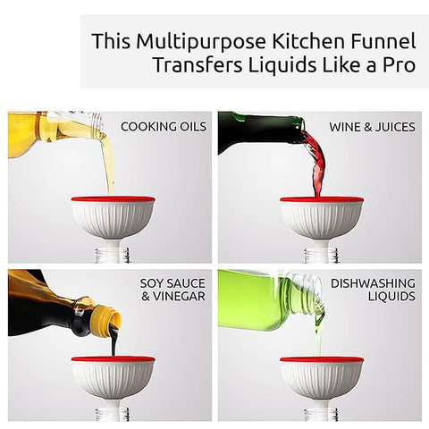 Mushroom Small Funnel, Foldable Silicone Kitchen Funnel with Wide‑Mouth Design, Practical Collapsible Gadget for Transferring Liquids & Powders into Jars, Bottles and Containers