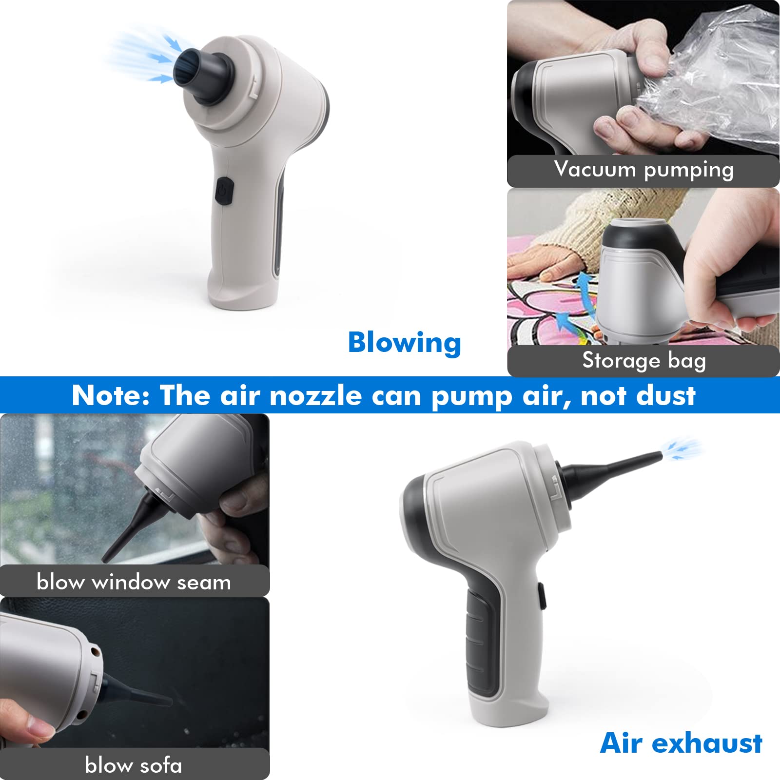 Car Vacuum Cleaner - Mini Handheld Gun Cordless Vacuum Cleaner with 9000Pa/120W