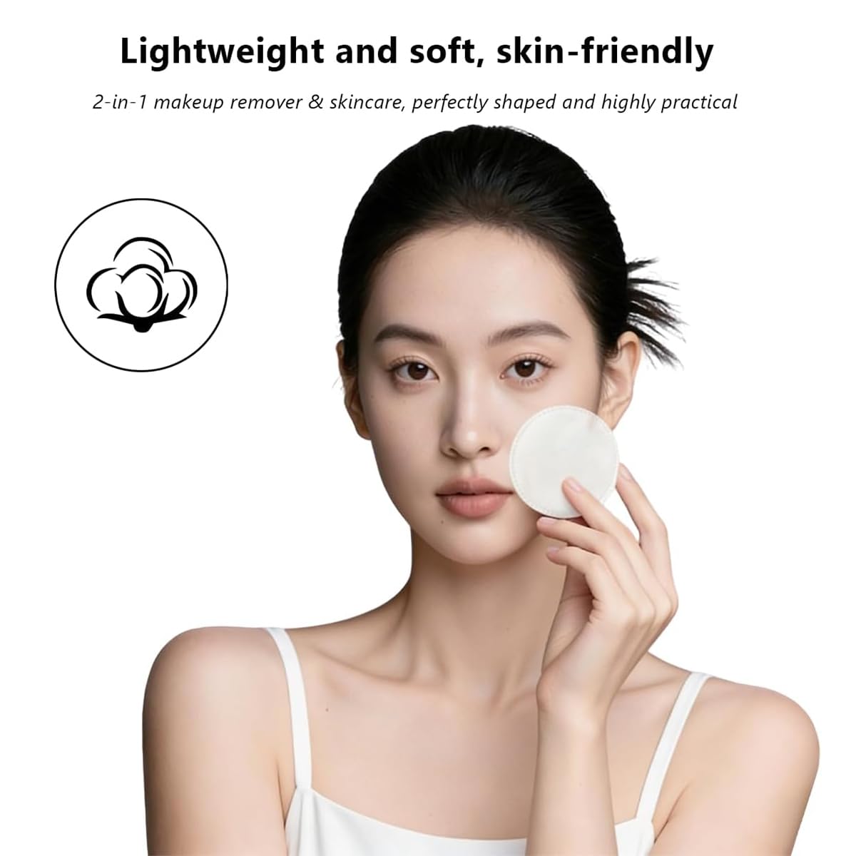 100PCS Cotton Rounds, Makeup Remover Pads, 3-Layer Soft Cotton Pads for Face, Dual-Sided Flat Texture Facial Cotton Pads for Makeup Removal, Skincare, Toner and Cleansing 5 Pack
