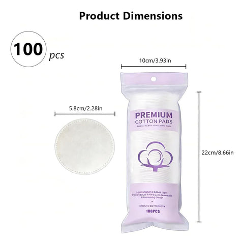 100PCS Cotton Rounds, Makeup Remover Pads, 3-Layer Soft Cotton Pads for Face, Dual-Sided Flat Texture Facial Cotton Pads for Makeup Removal, Skincare, Toner and Cleansing 5 Pack