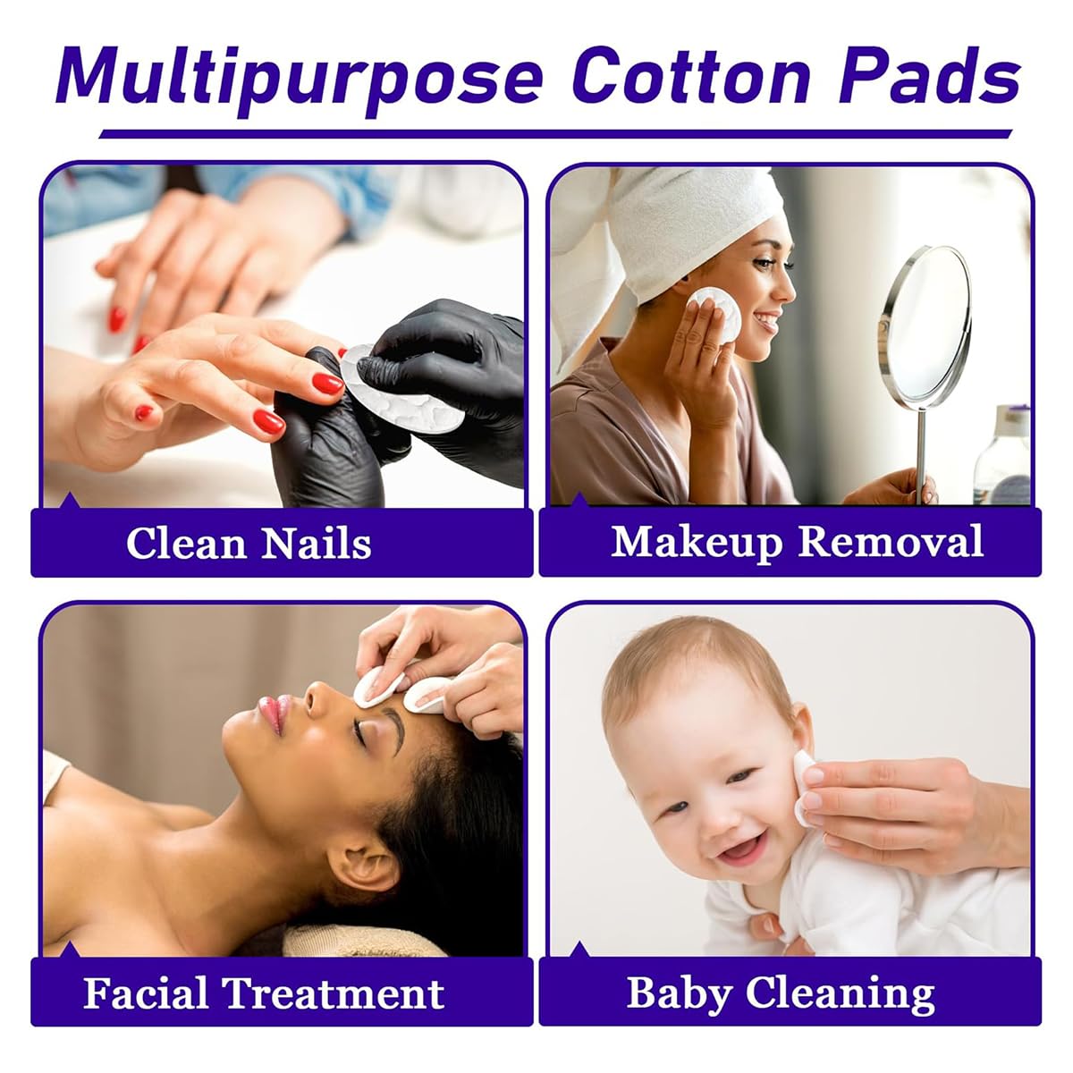 100PCS Cotton Rounds, Makeup Remover Pads, 3-Layer Soft Cotton Pads for Face, Dual-Sided Flat Texture Facial Cotton Pads for Makeup Removal, Skincare, Toner and Cleansing 5 Pack
