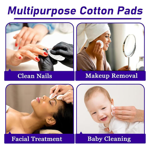 100PCS Cotton Rounds, Makeup Remover Pads, 3-Layer Soft Cotton Pads for Face, Dual-Sided Flat Texture Facial Cotton Pads for Makeup Removal, Skincare, Toner and Cleansing 5 Pack
