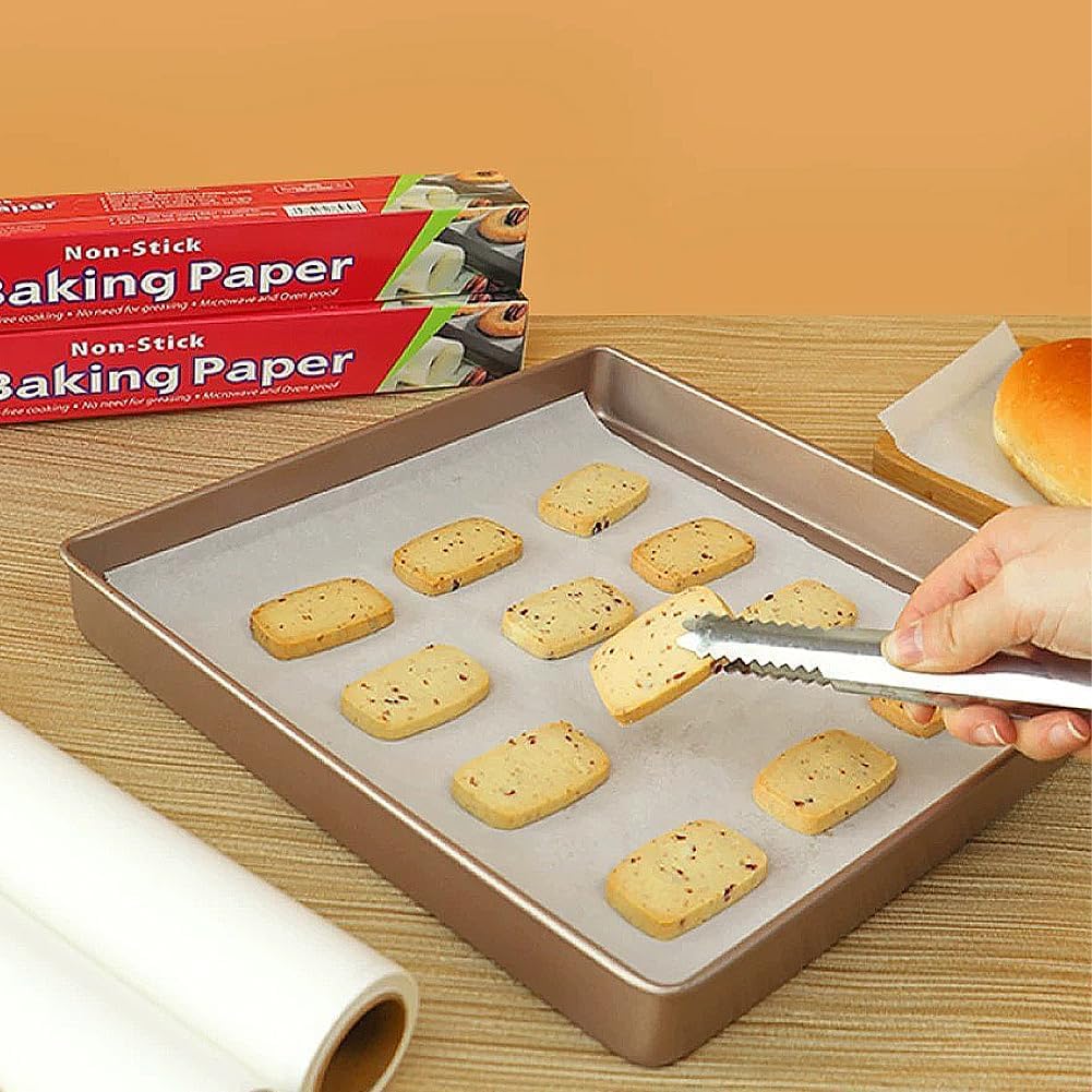 2-Pack Parchment Paper Roll with Cutter (30cm x 50M Each), Non-Stick Oil-Proof Baking Paper, Heat-Resistant for Air Fryer, Oven, Grilling & Steaming, White