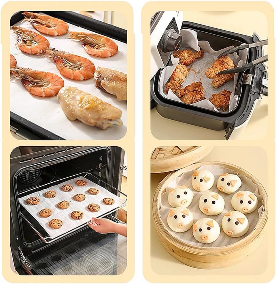 2-Pack Parchment Paper Roll with Cutter (30cm x 50M Each), Non-Stick Oil-Proof Baking Paper, Heat-Resistant for Air Fryer, Oven, Grilling & Steaming, White