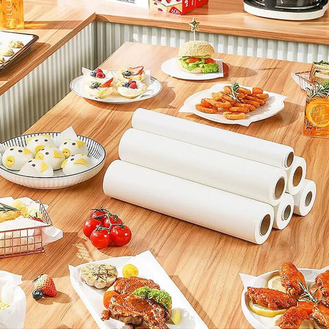 2-Pack Parchment Paper Roll with Cutter (30cm x 50M Each), Non-Stick Oil-Proof Baking Paper, Heat-Resistant for Air Fryer, Oven, Grilling & Steaming, White