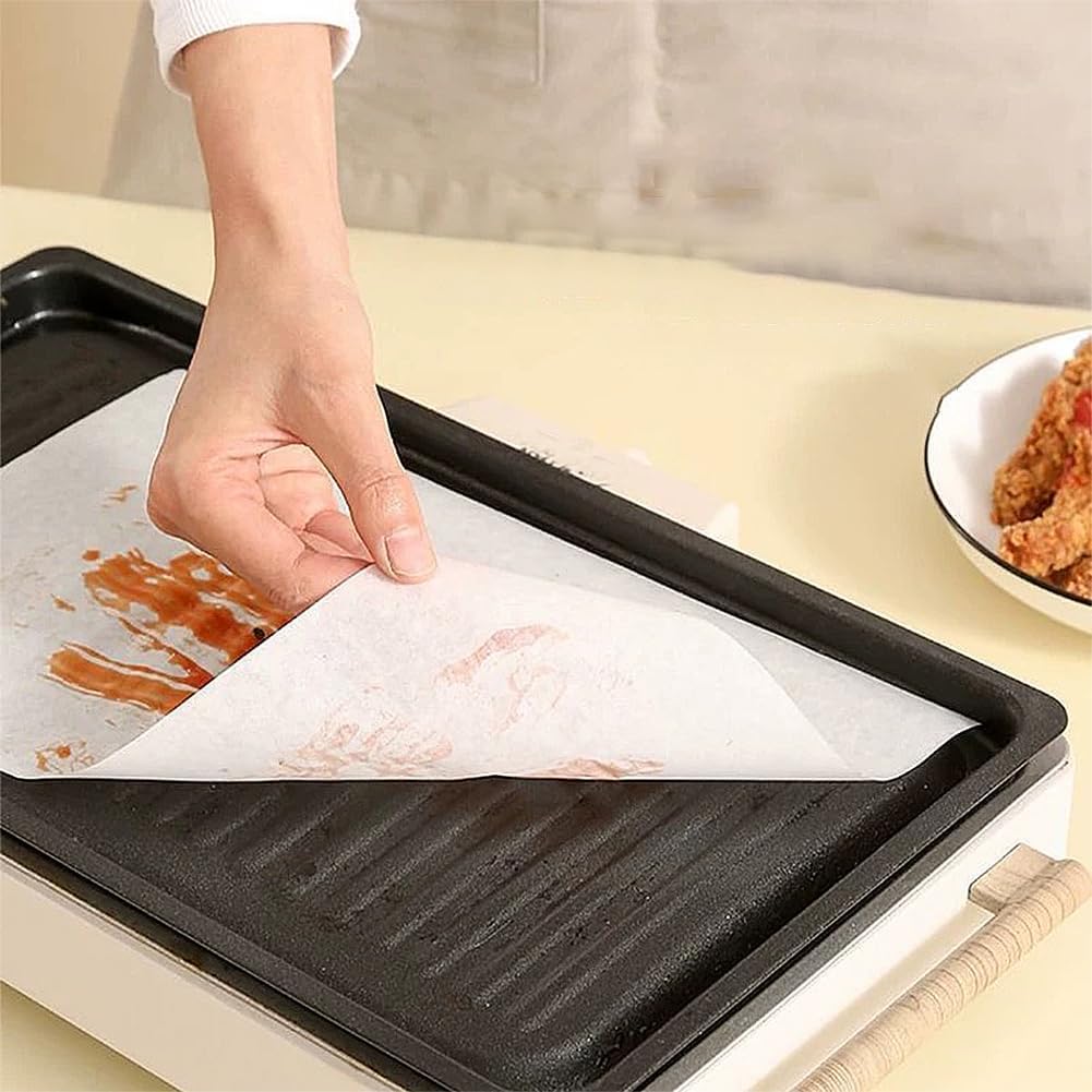 2-Pack Parchment Paper Roll with Cutter (30cm x 50M Each), Non-Stick Oil-Proof Baking Paper, Heat-Resistant for Air Fryer, Oven, Grilling & Steaming, White
