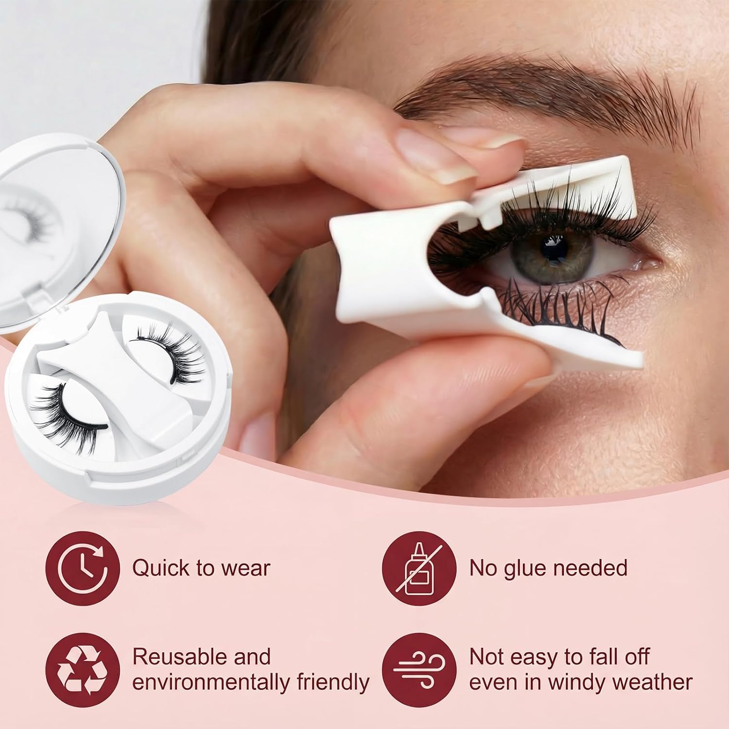 Magnetic Eyelashes with Applicator – No Glue Needed, Natural Wispy Reusable