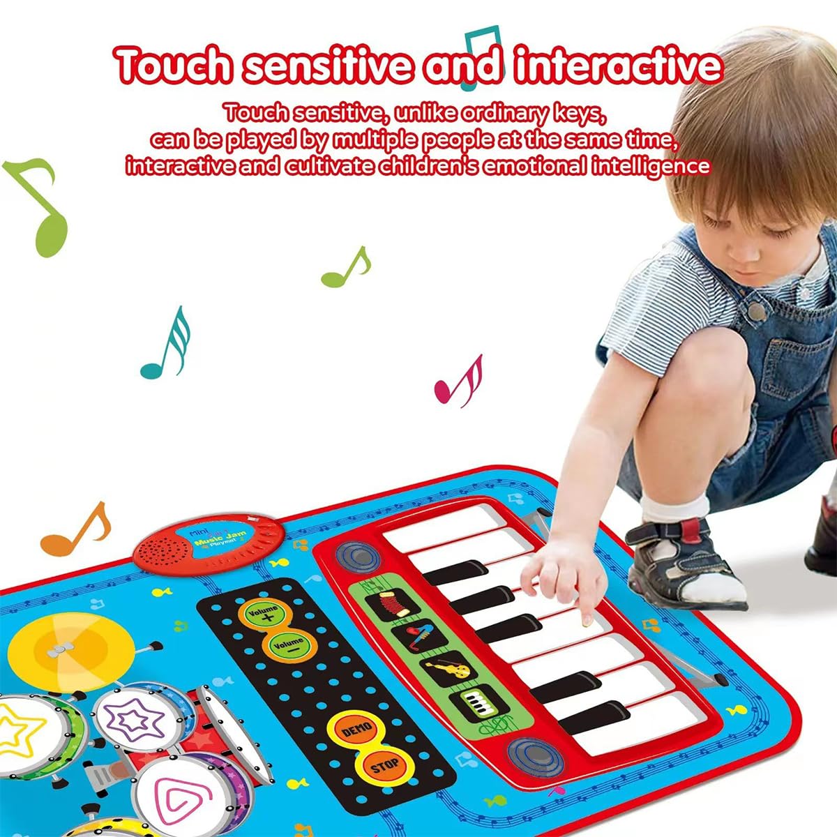 Baby Musical Piano Play Mat for Toddlers 3+, Multifunctional Kick and Touch Music Mat with Drum & Piano Sounds,Foldable Early Learning Floor Keyboard Toy for Boys and Girls