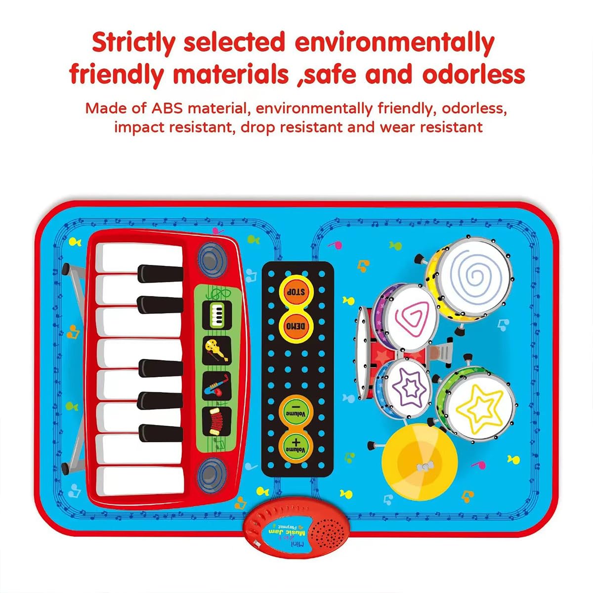 Baby Musical Piano Play Mat for Toddlers 3+, Multifunctional Kick and Touch Music Mat with Drum & Piano Sounds,Foldable Early Learning Floor Keyboard Toy for Boys and Girls