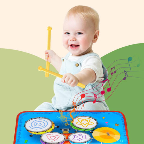 Baby Musical Piano Play Mat for Toddlers 3+, Multifunctional Kick and Touch Music Mat with Drum & Piano Sounds,Foldable Early Learning Floor Keyboard Toy for Boys and Girls