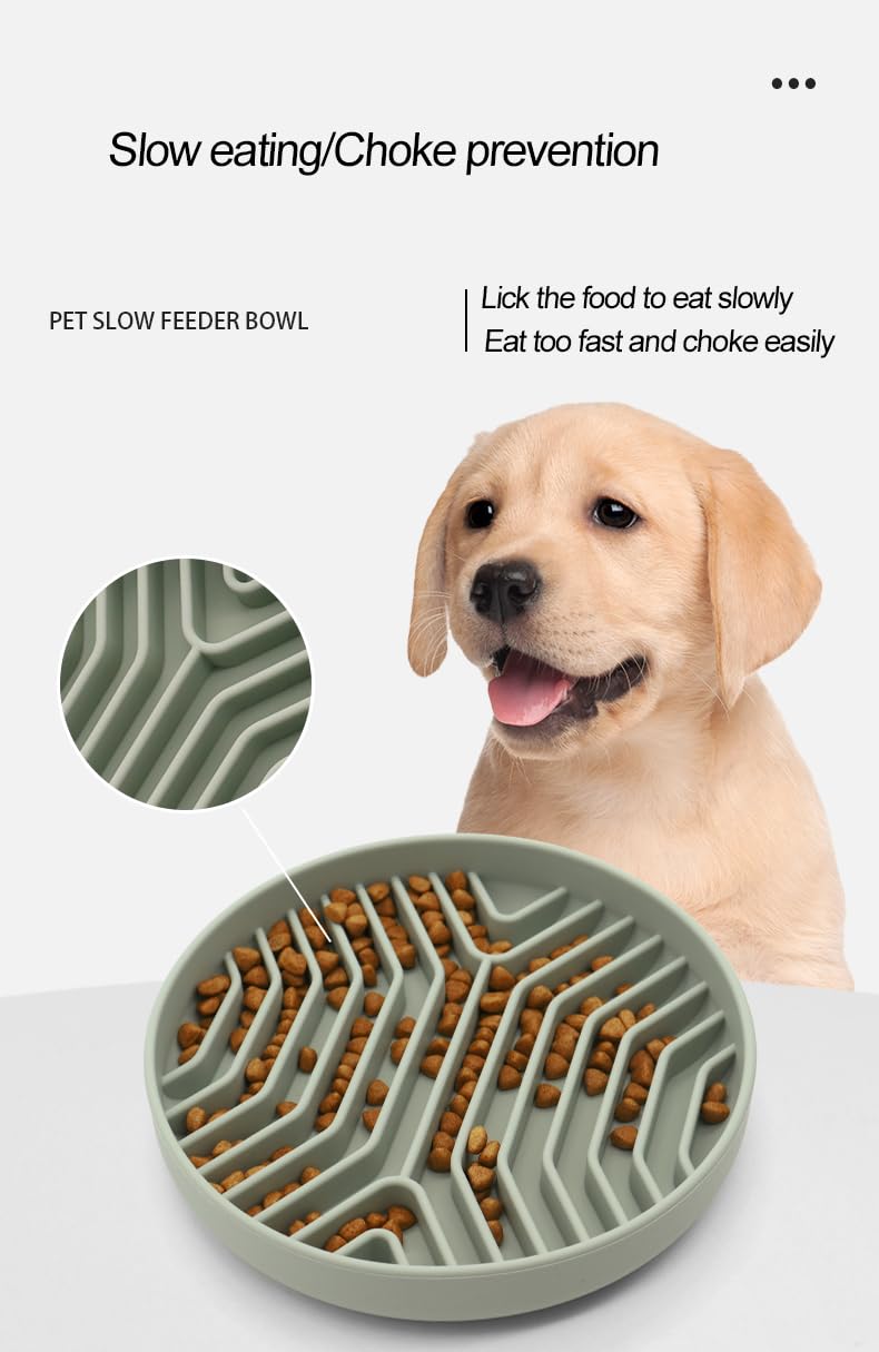 Slow Feeder Dog Bowl for Small Medium Large Breed, Non Slip Silicone Puzzle Bowl