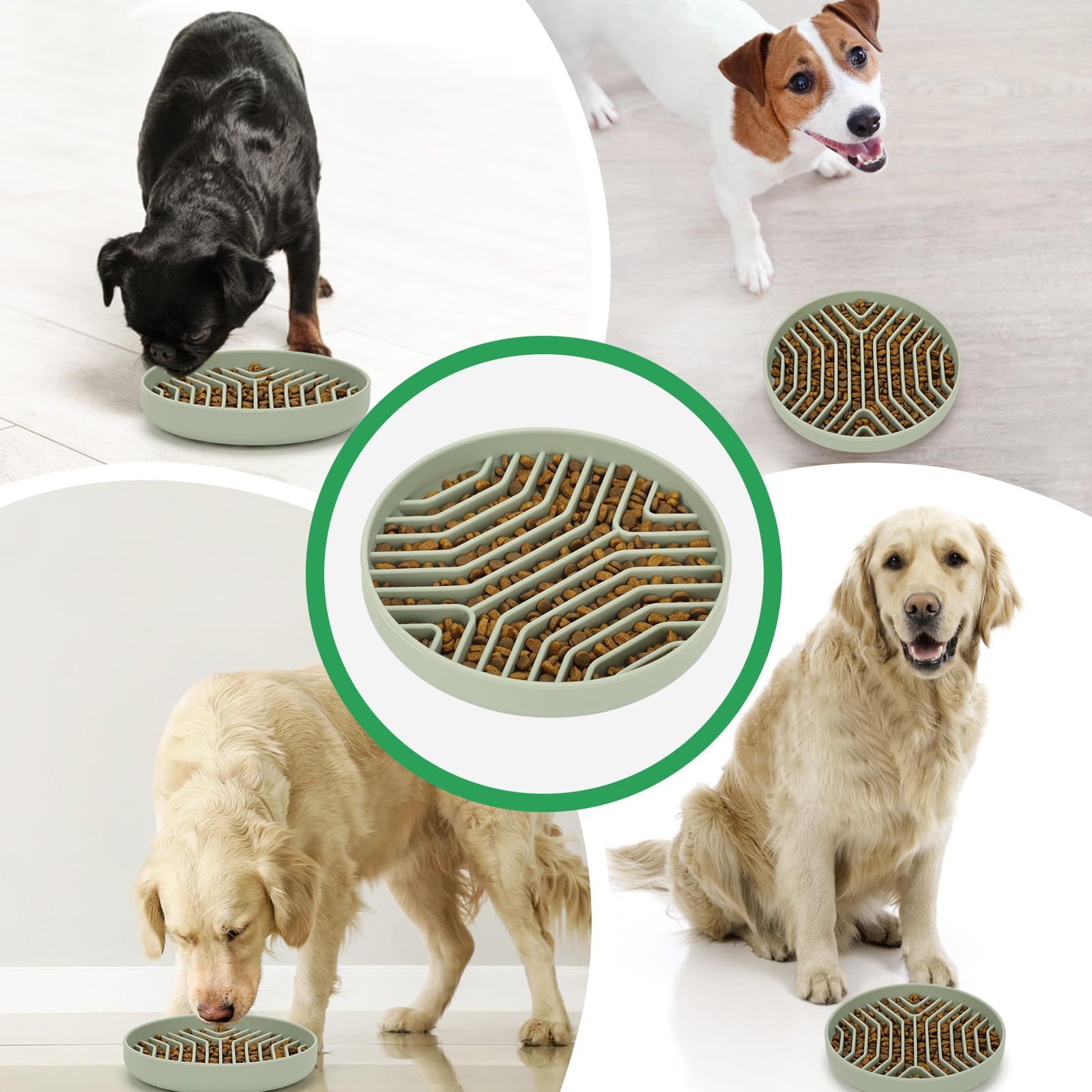 Slow Feeder Dog Bowl for Small Medium Large Breed, Non Slip Silicone Puzzle Bowl
