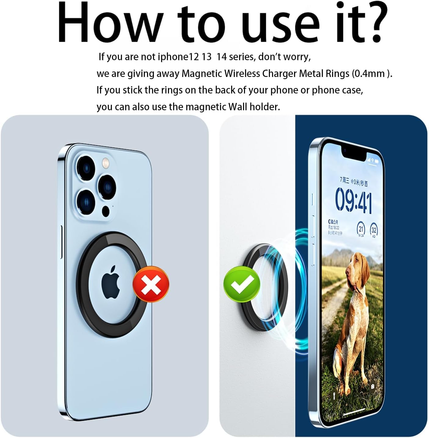Magnetic Phone Holder Mount,Strong Magnet Universal Car Dash & Wall Mount