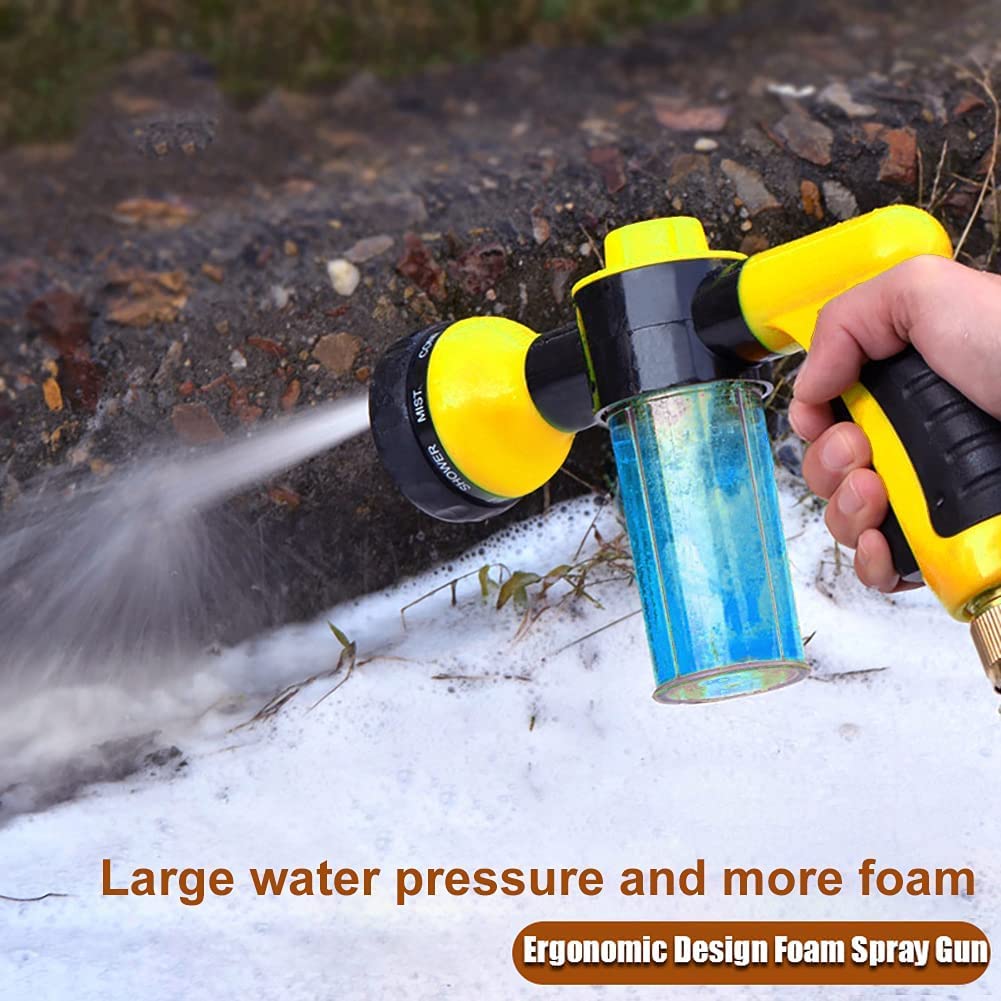Foam Spray Nozzle for Garden Hose, High Pressure 8 Watering Pattern Foam Blaster