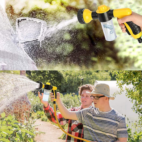 Foam Spray Nozzle for Garden Hose, High Pressure 8 Watering Pattern Foam Blaster