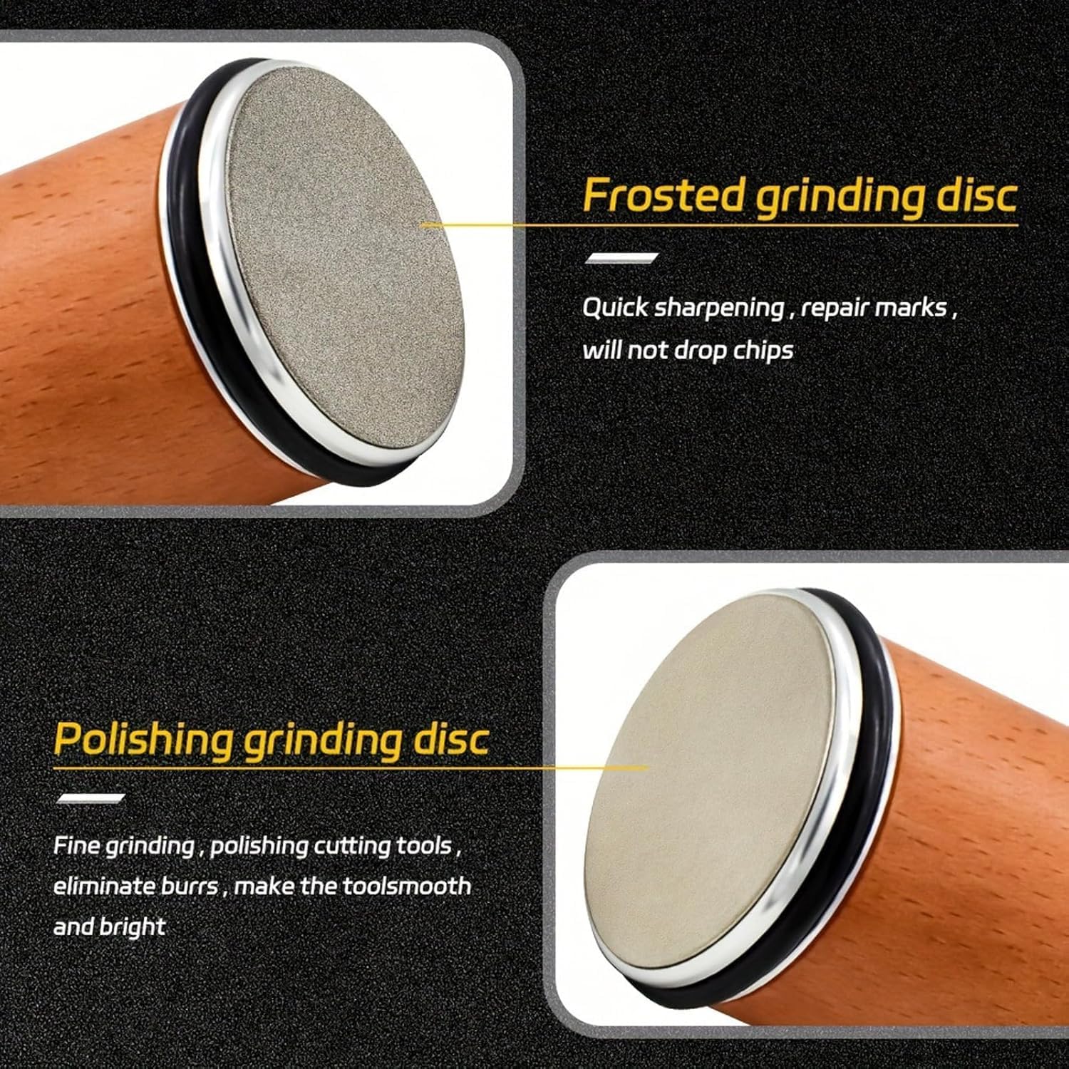 Rolling Knife Sharpener Kit with Diamond Stone & Magnetic 15‑20° Angle Guide,Wooden Precision Sharpening Tool for All Kitchen Knives