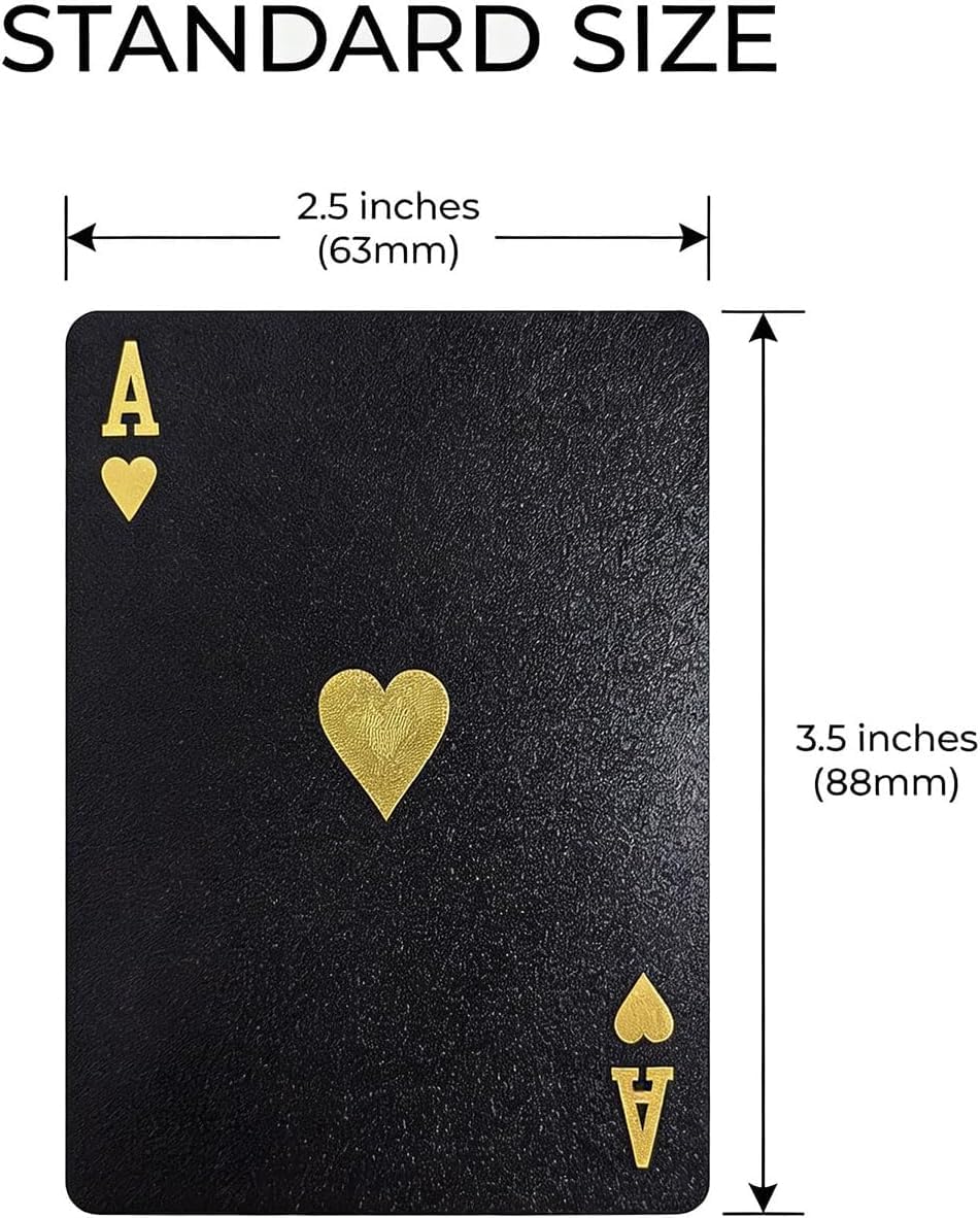 Waterproof Plastic Playing Cards,2-Pack Black Diamond Poker Deck, Durable Gift Set for Camping, Boating & Game Night