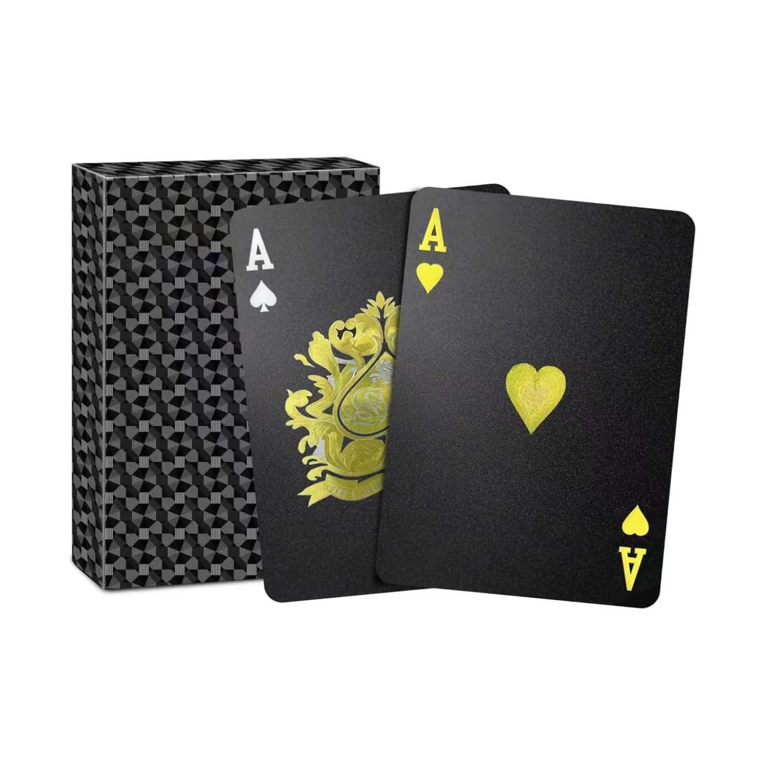 Waterproof Plastic Playing Cards,2-Pack Black Diamond Poker Deck, Durable Gift Set for Camping, Boating & Game Night