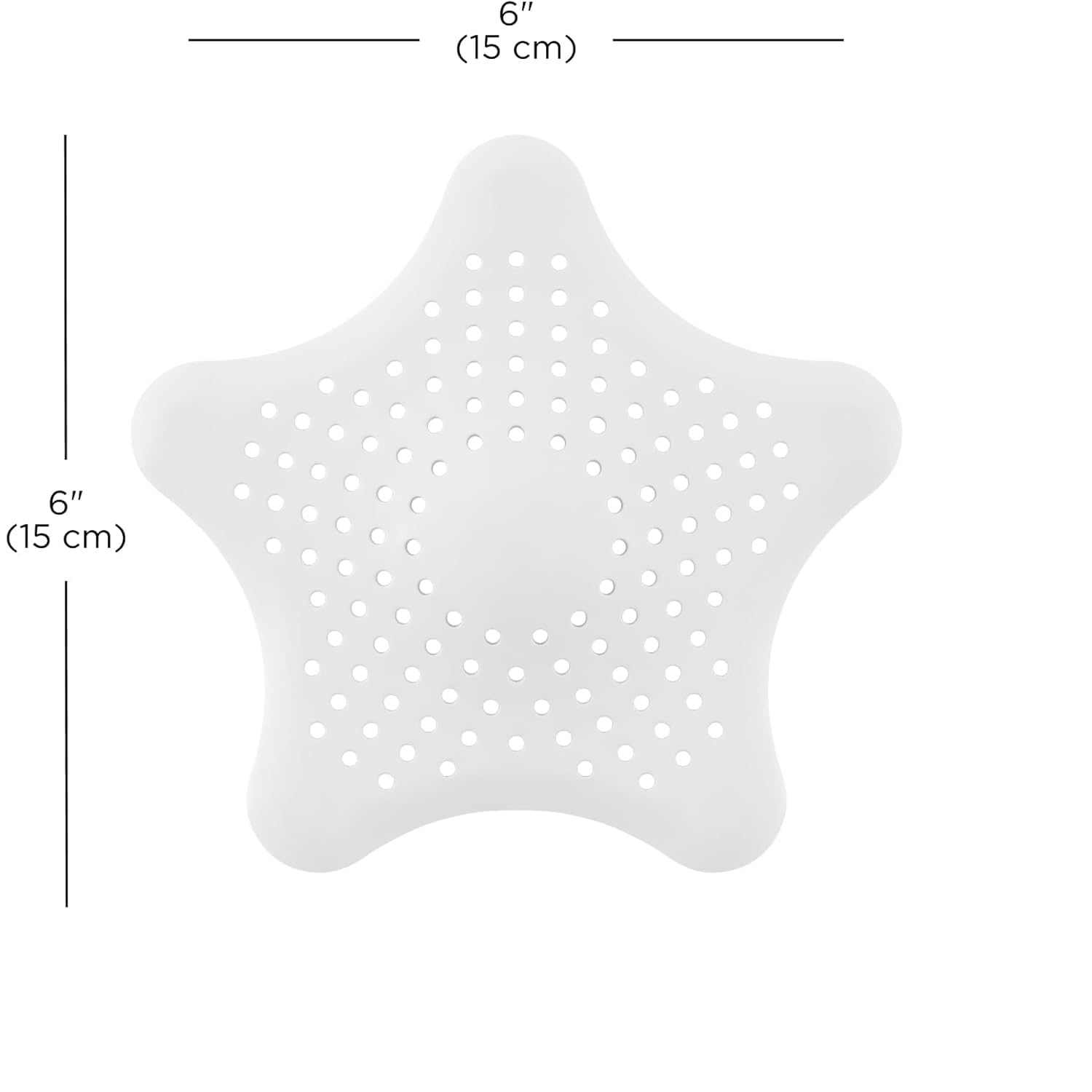 5‑Pack Starfish Shower Drain Hair Catcher,Silicone Stopper with Strong Suction Cup, Easy to Install, Fits Bathroom, Bathtub & Kitchen Sink Drains (White)