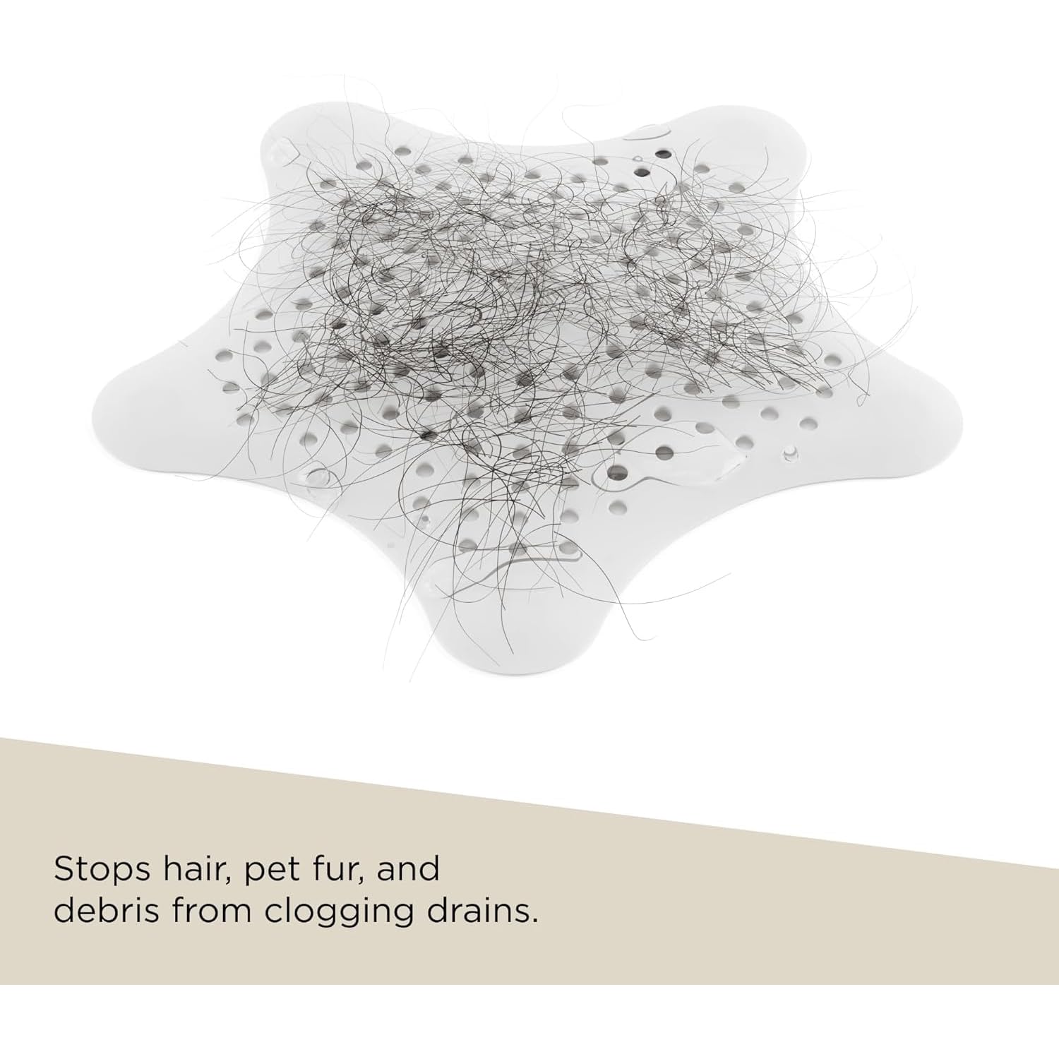 5‑Pack Starfish Shower Drain Hair Catcher,Silicone Stopper with Strong Suction Cup, Easy to Install, Fits Bathroom, Bathtub & Kitchen Sink Drains (White)