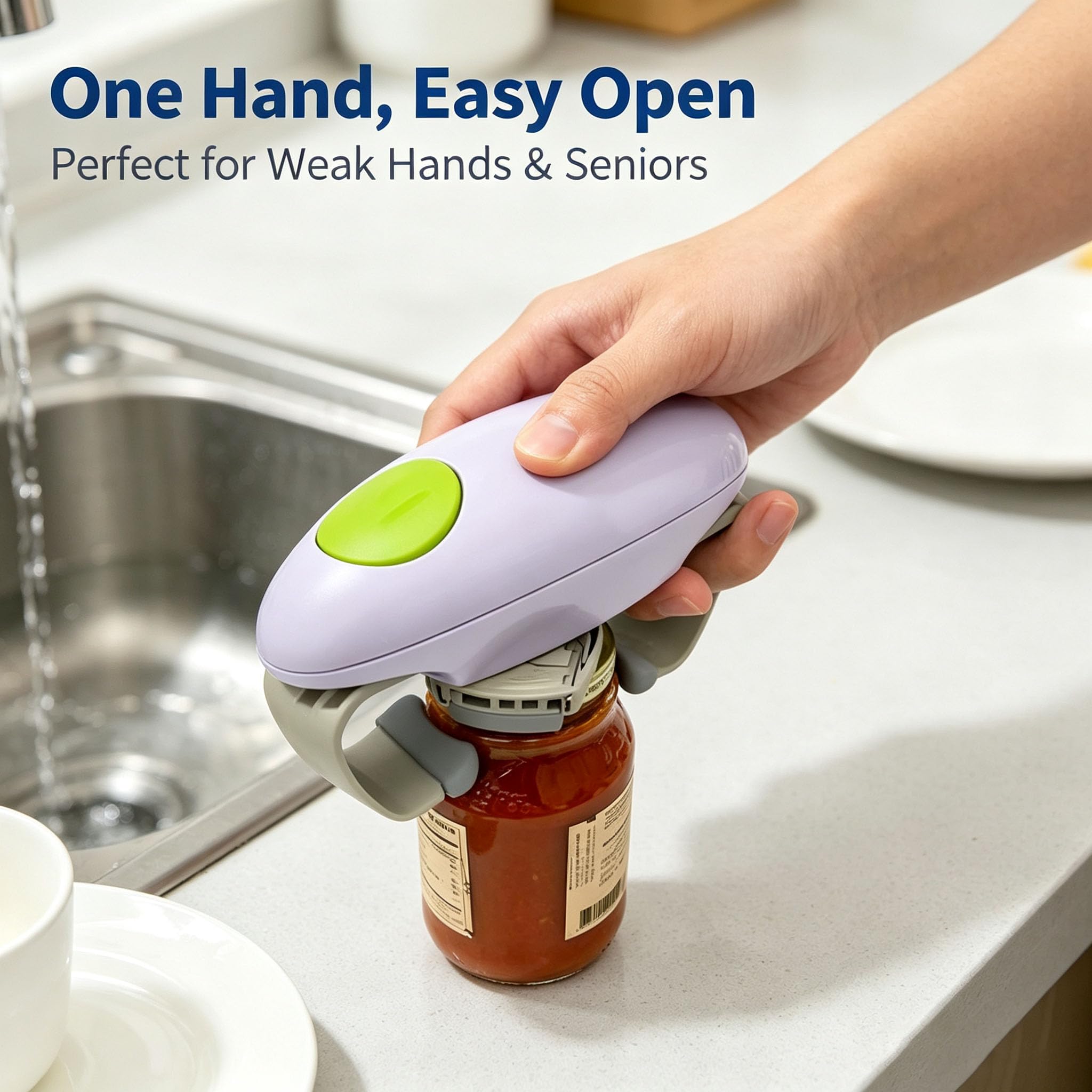 Nomel Jar Opener with Green Button for Everyday Kitchen Lids, 20×10.5×7.5 cm