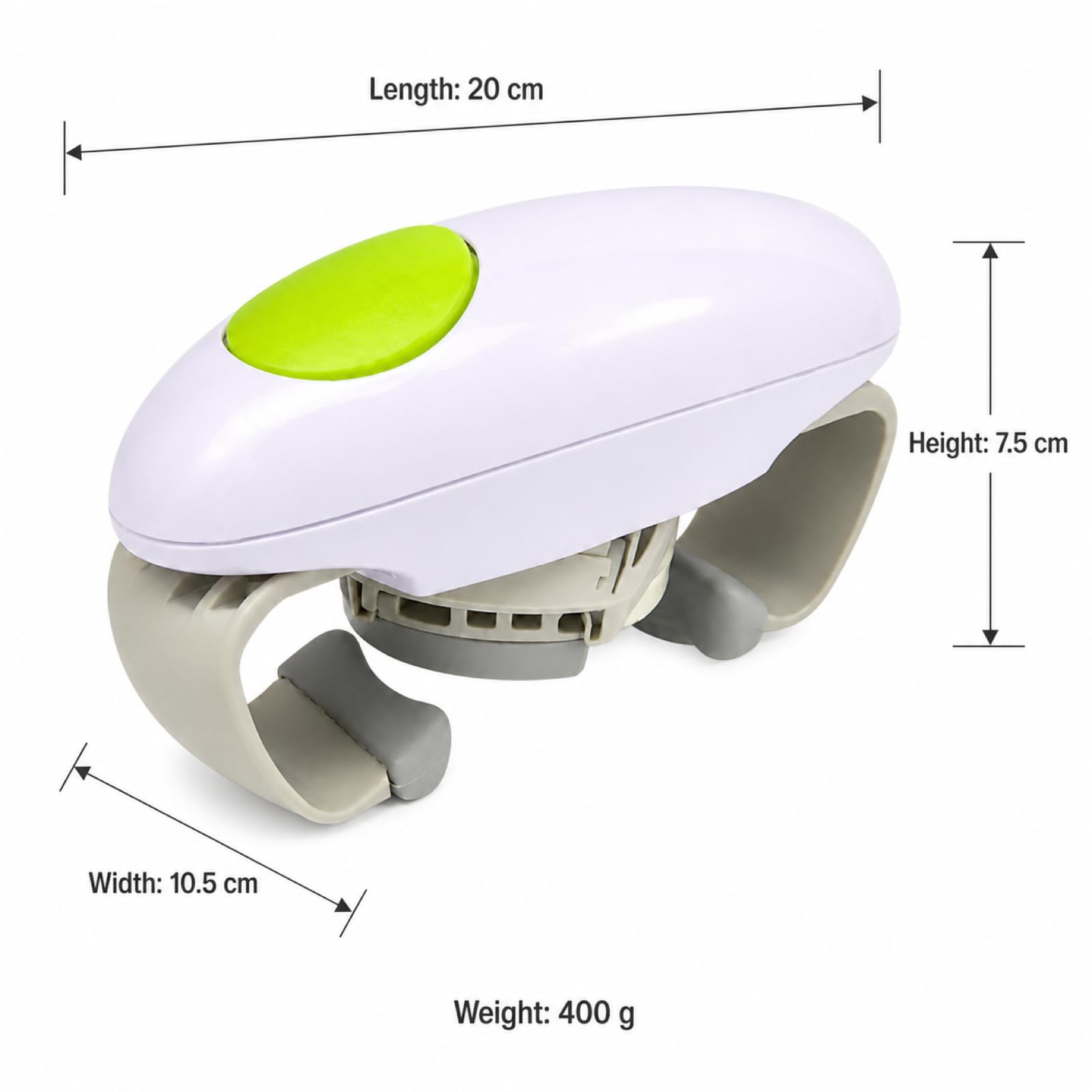 Nomel Jar Opener with Green Button for Everyday Kitchen Lids, 20×10.5×7.5 cm