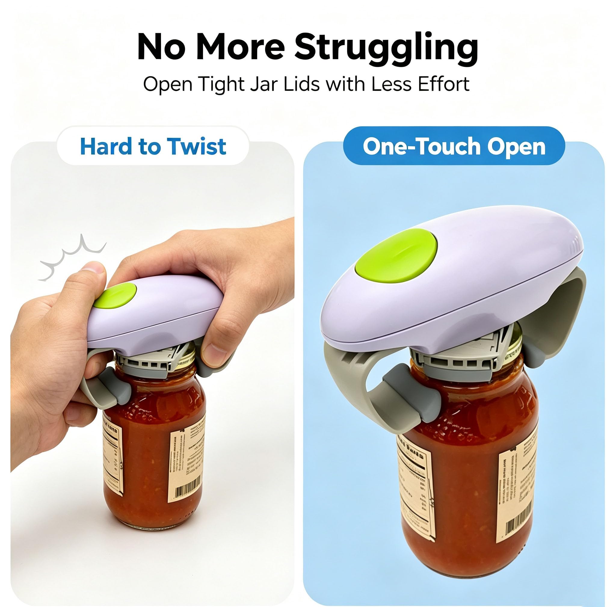 Nomel Jar Opener with Green Button for Everyday Kitchen Lids, 20×10.5×7.5 cm