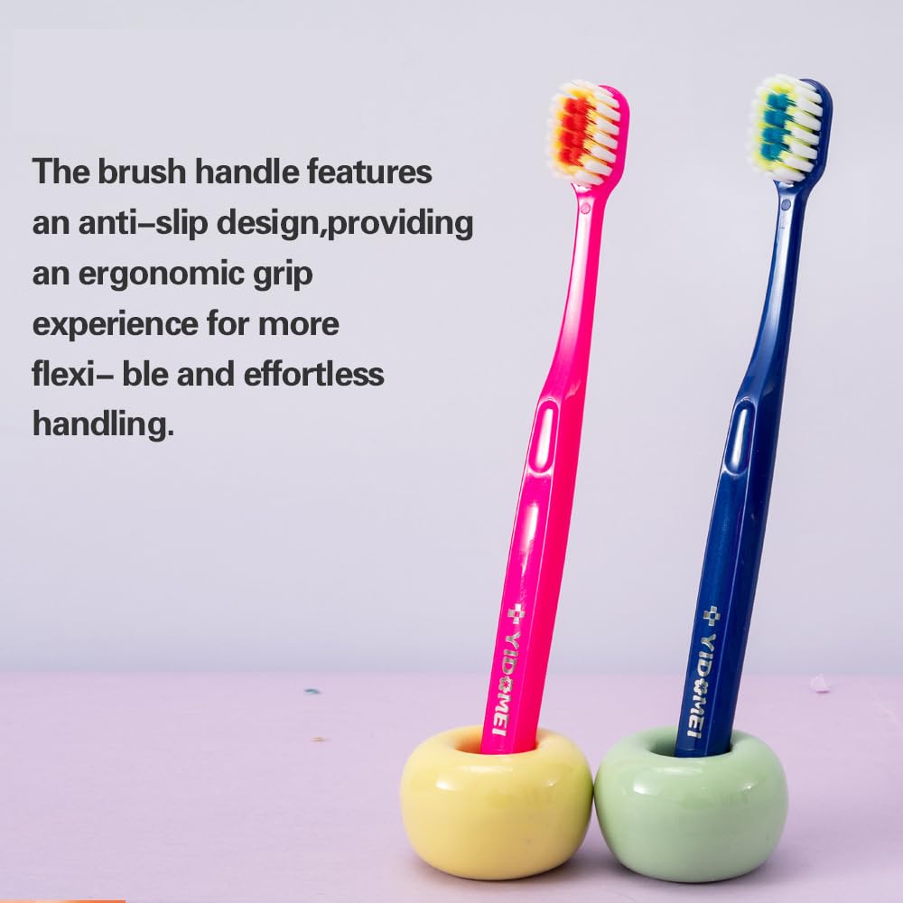 5-Pack Adult Soft Manual Toothbrushes,Extra-Wide Head, 0.1mm Dense Bristles for Gentle Deep Cleaning, Sensitive Teeth & Gum Care, Ergonomic Diamond Handle, Rainbow Family Pack