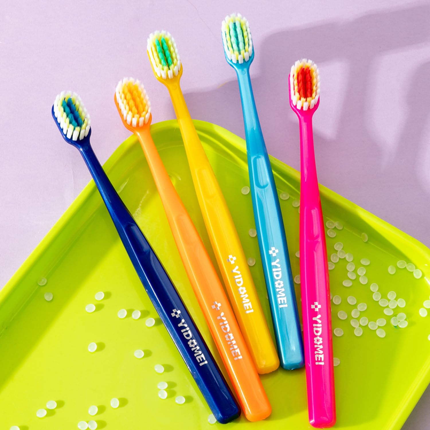 5-Pack Adult Soft Manual Toothbrushes,Extra-Wide Head, 0.1mm Dense Bristles for Gentle Deep Cleaning, Sensitive Teeth & Gum Care, Ergonomic Diamond Handle, Rainbow Family Pack