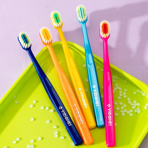 5-Pack Adult Soft Manual Toothbrushes,Extra-Wide Head, 0.1mm Dense Bristles for Gentle Deep Cleaning, Sensitive Teeth & Gum Care, Ergonomic Diamond Handle, Rainbow Family Pack