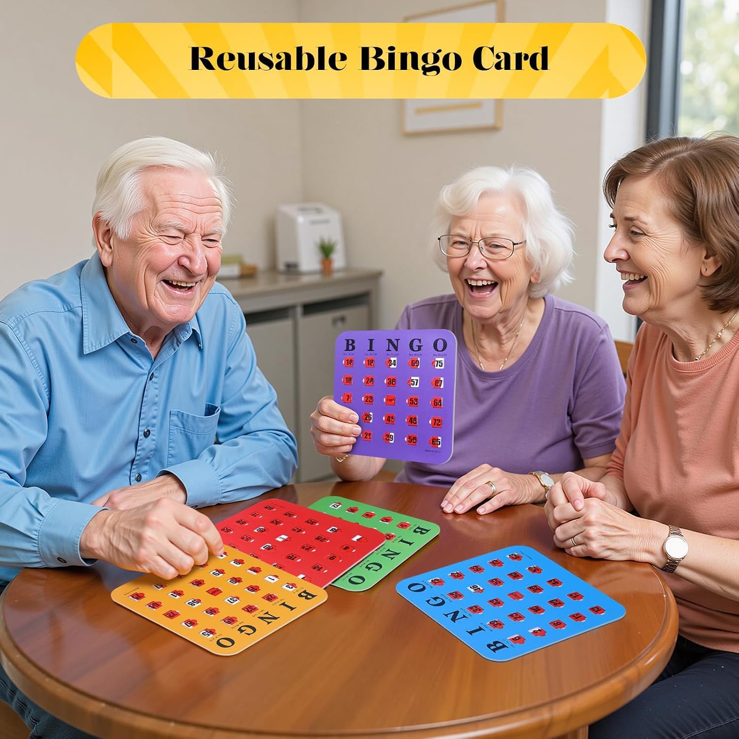 5-Pack Shutter Slide Bingo Cards,Easy-Read Sliding-Window Design for Seniors