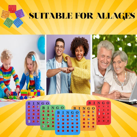 5-Pack Shutter Slide Bingo Cards,Easy-Read Sliding-Window Design for Seniors