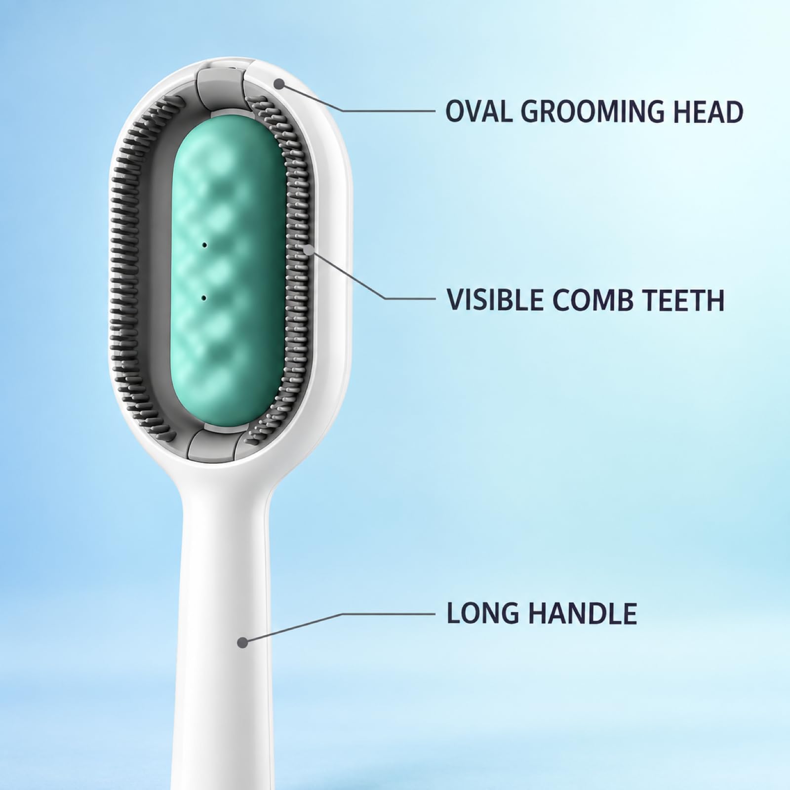 Pet Grooming Brush for Long-Haired Pets, Blue Deshedding Comb