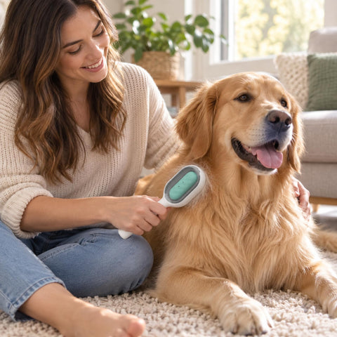 Pet Grooming Brush for Long-Haired Pets, Blue Deshedding Comb